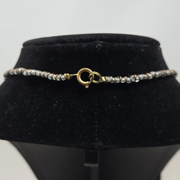 Black & White Ceramic Fetish Birds Beaded Necklace Pierced Earrings Set Vintage - Picture 9 of 12